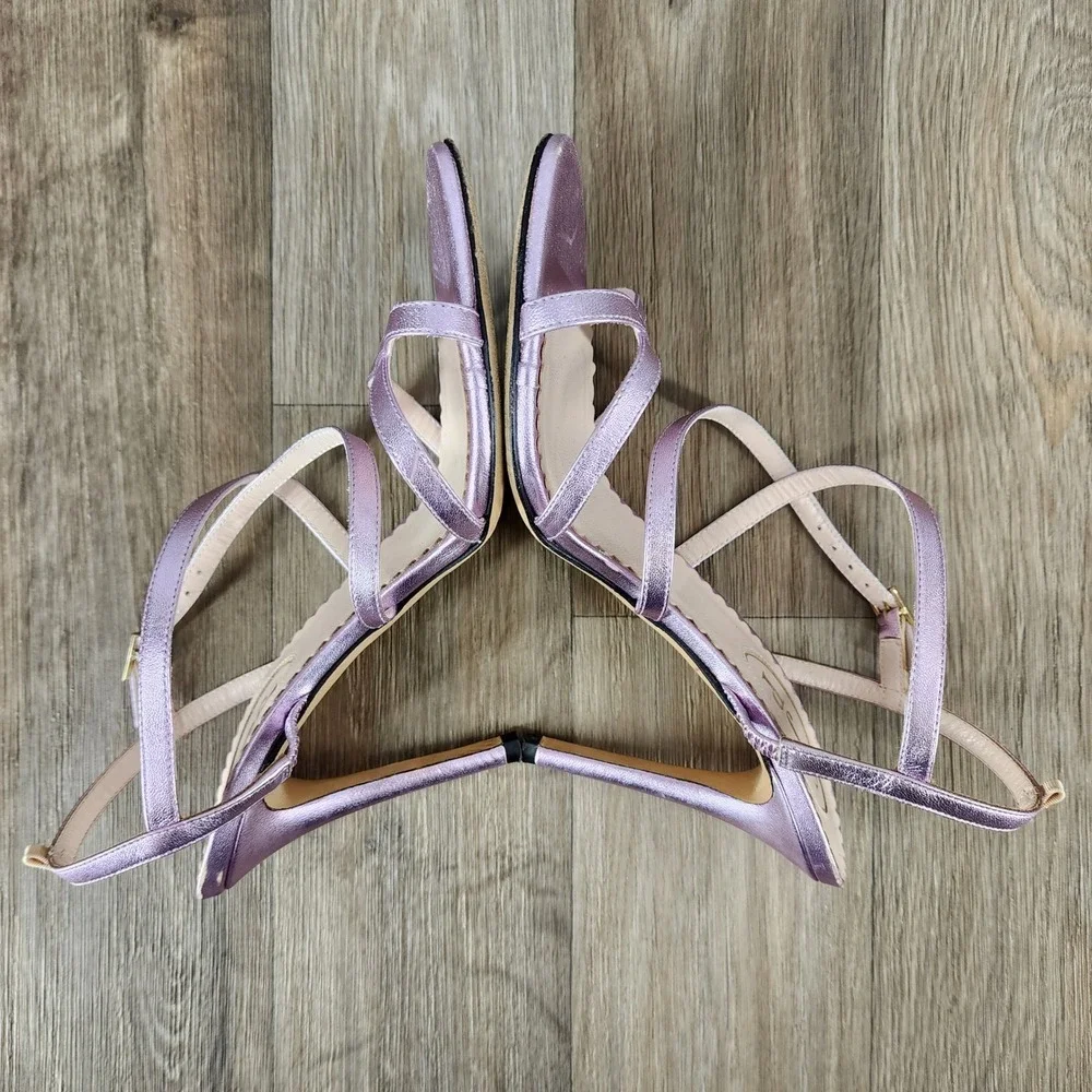SJP by Sarah Jessica‎ Parker Metallic Lavender Heels Strappy Sandals Shoes 37.5